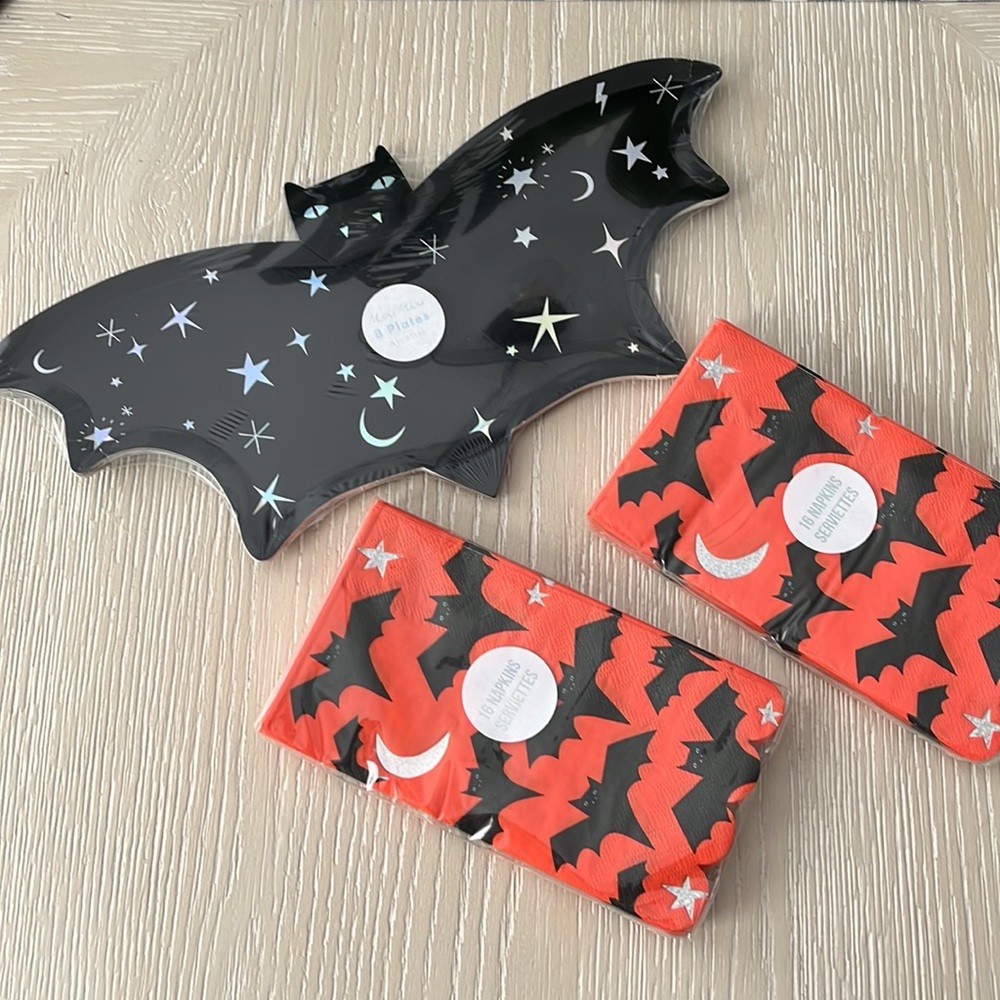 Meri Meri Bats Napkins and Plates
